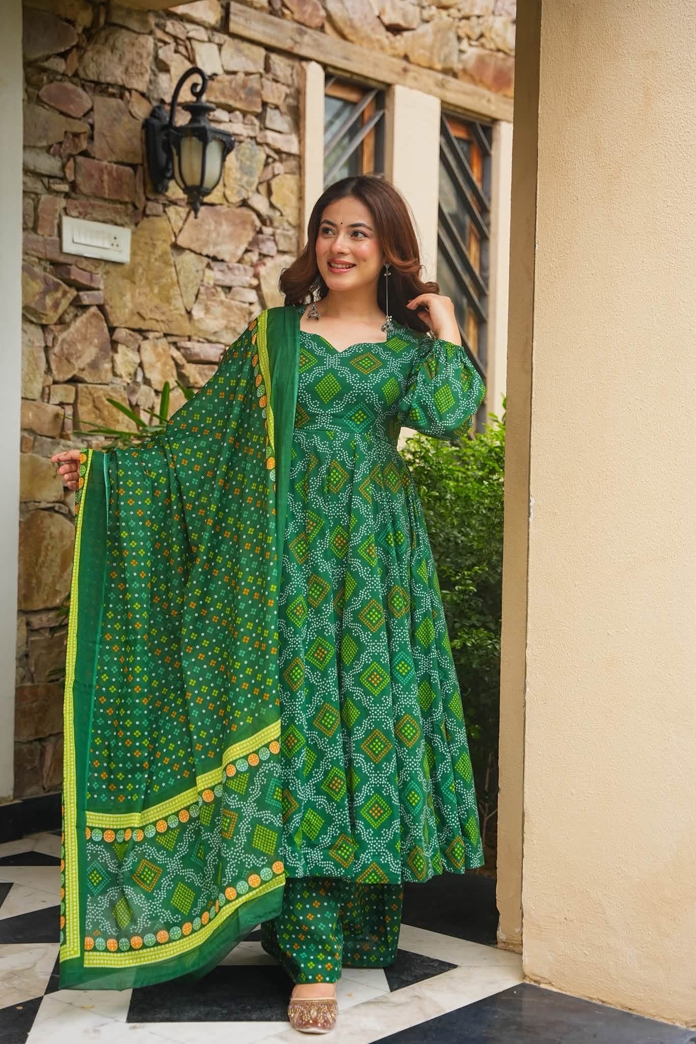 Haritaara Bandhani Cotton Anarkali Set