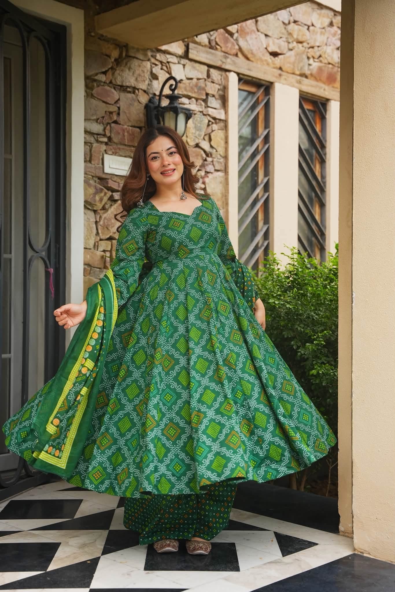 Haritaara Bandhani Cotton Anarkali Set