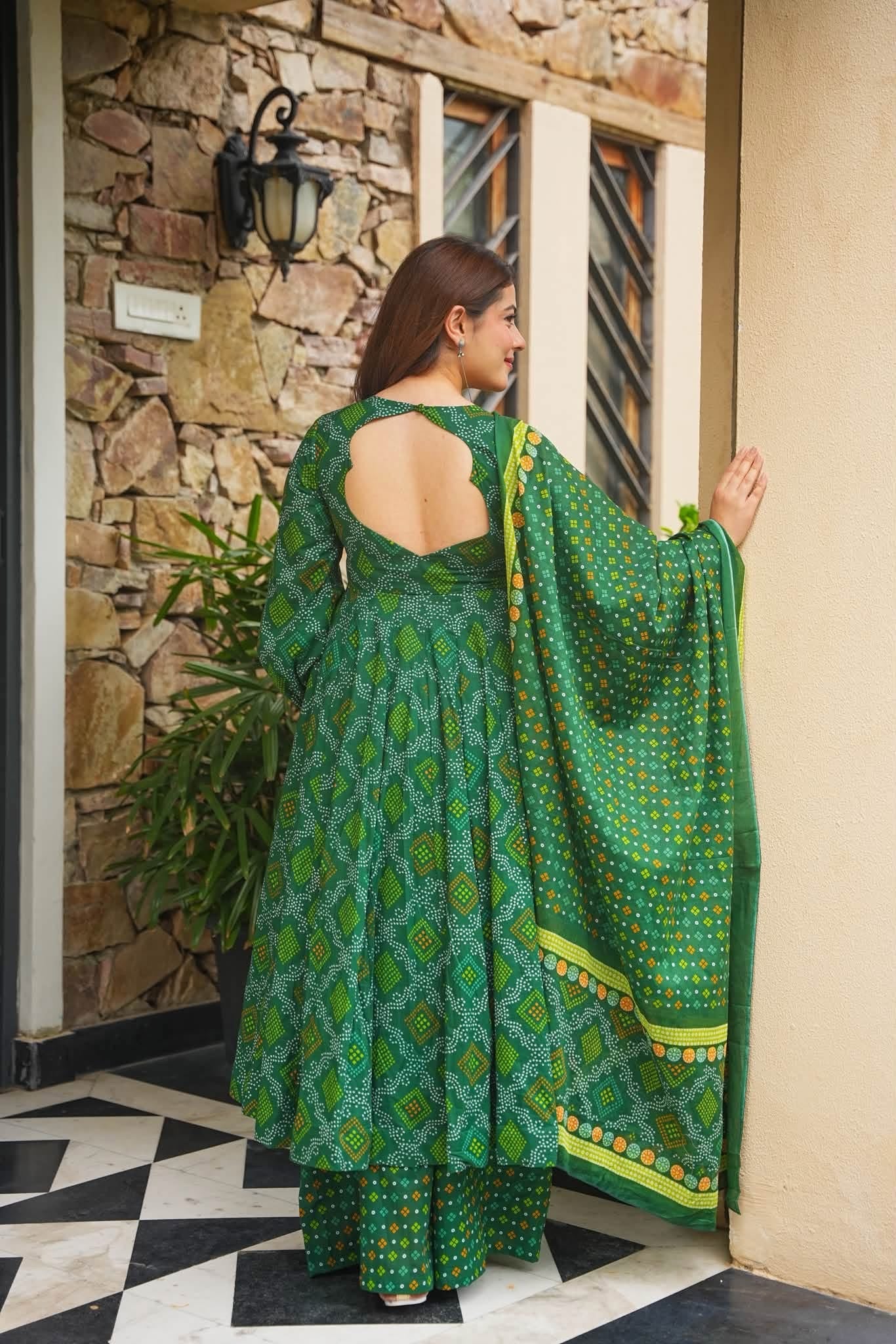 Haritaara Bandhani Cotton Anarkali Set