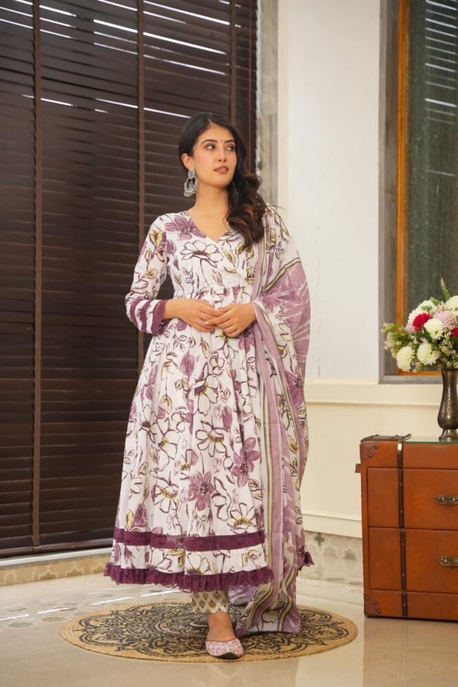 Frosted purple cotton suit set