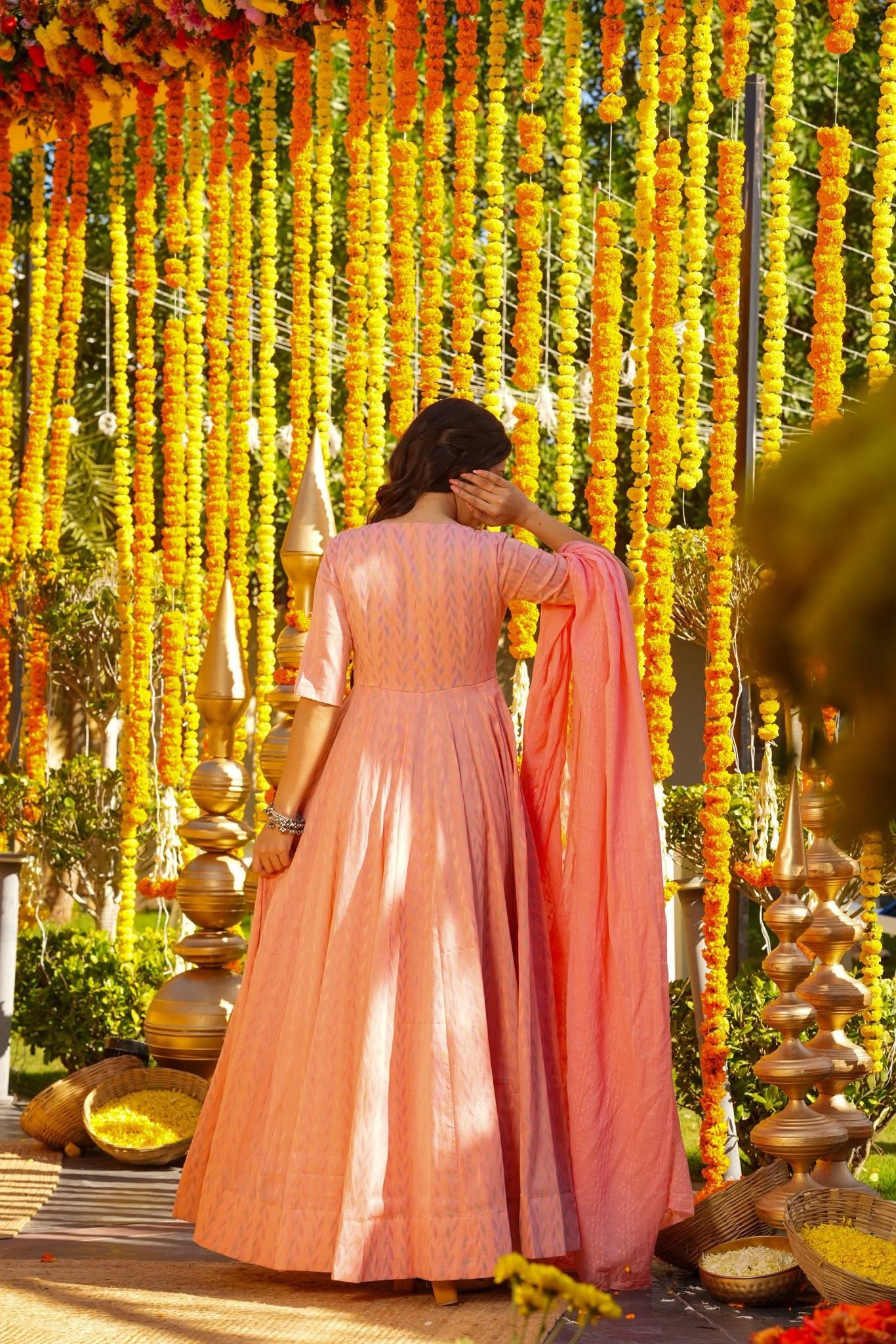 Pinkish Printed Cotton Maxi Set