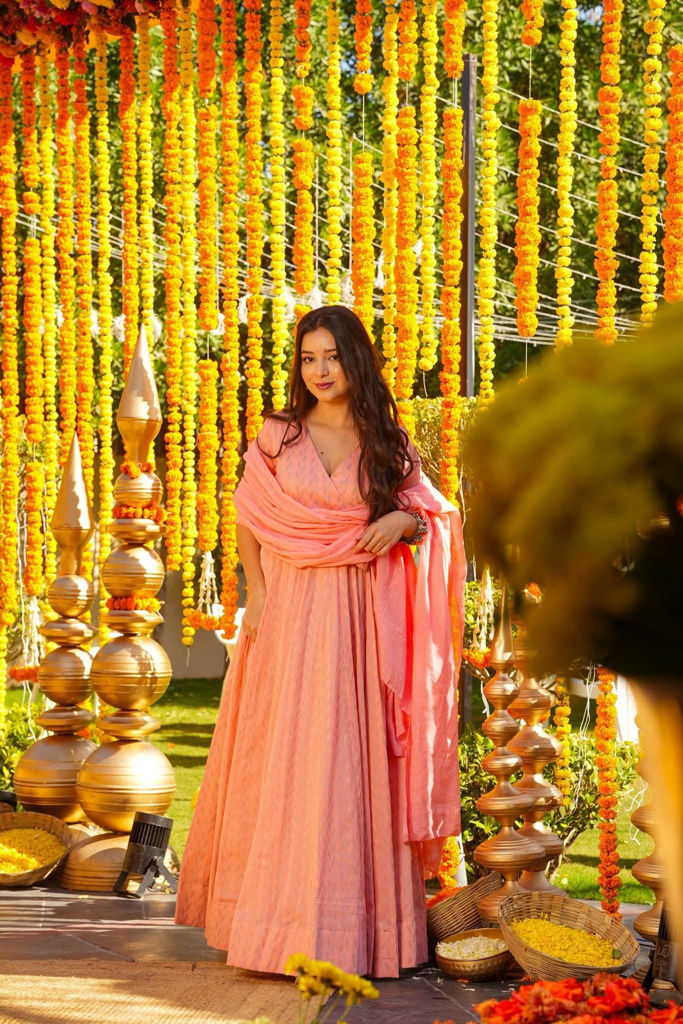 Pinkish Printed Cotton Maxi Set