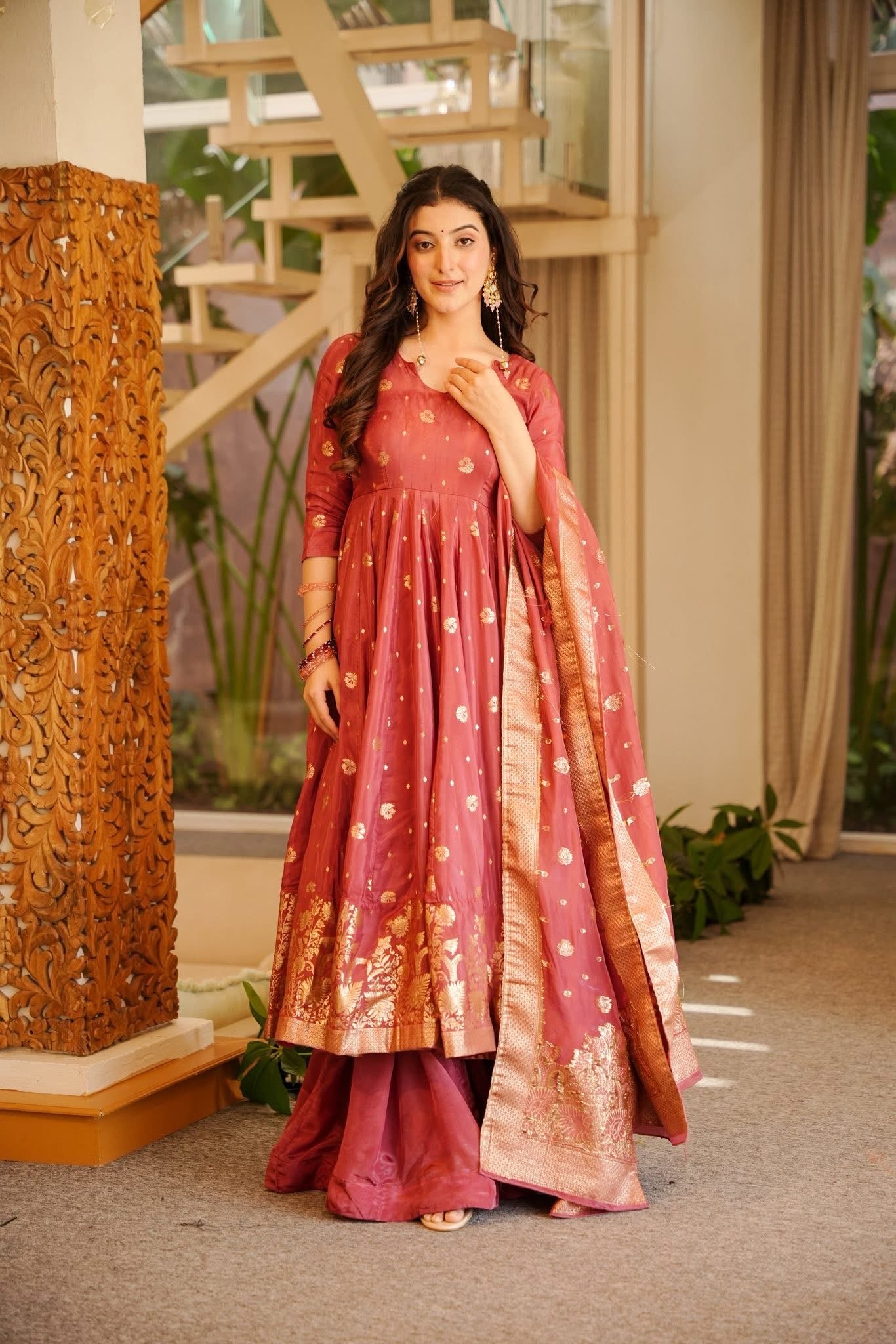 Vaanzya Silk Anarkali Suit Set with Dupatta