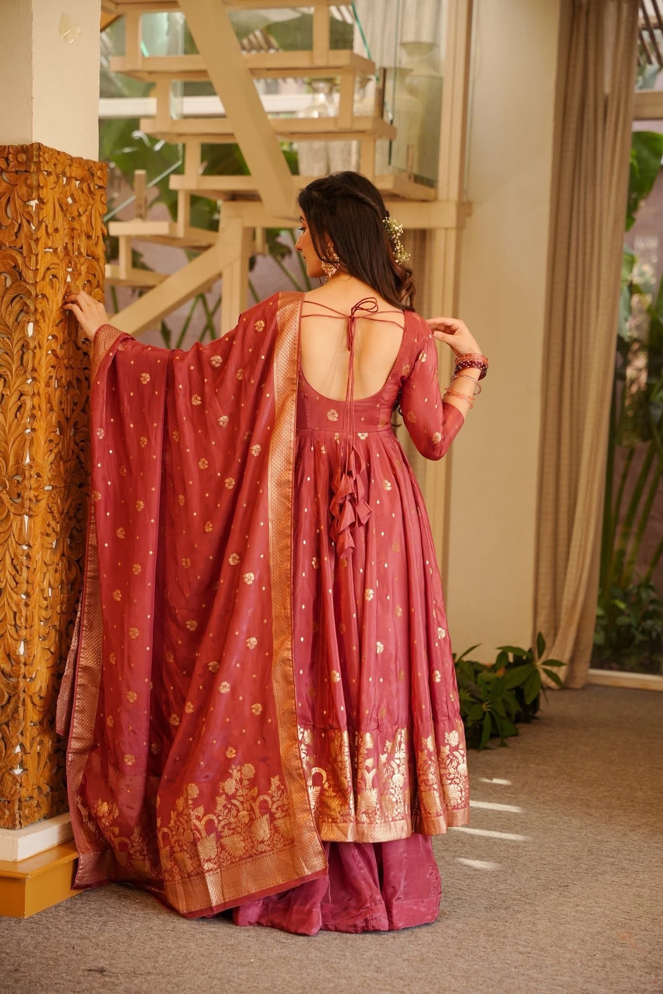 Vaanzya Silk Anarkali Suit Set with Dupatta