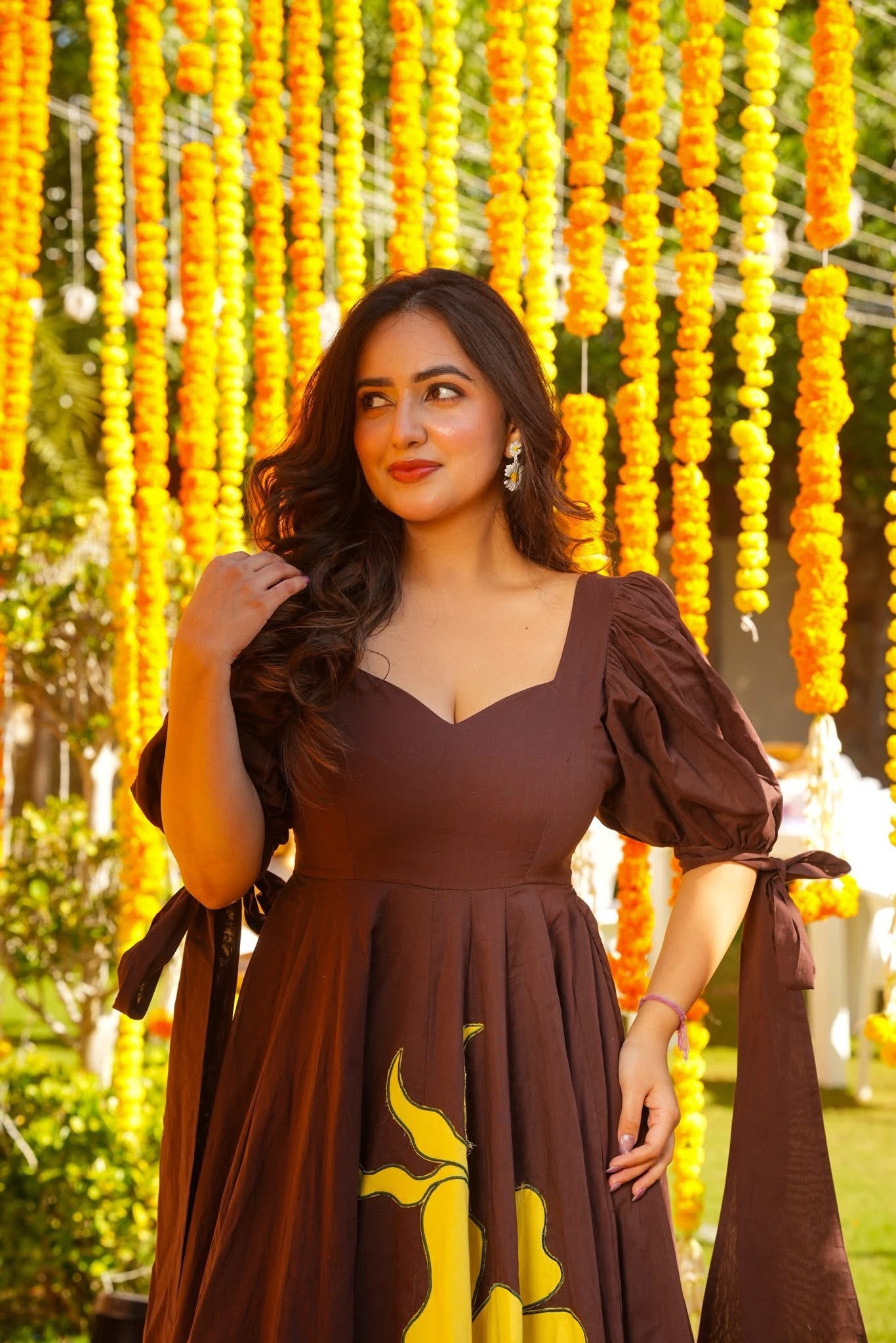 Buy Terren Brown Statement Maxi Dress Online in India