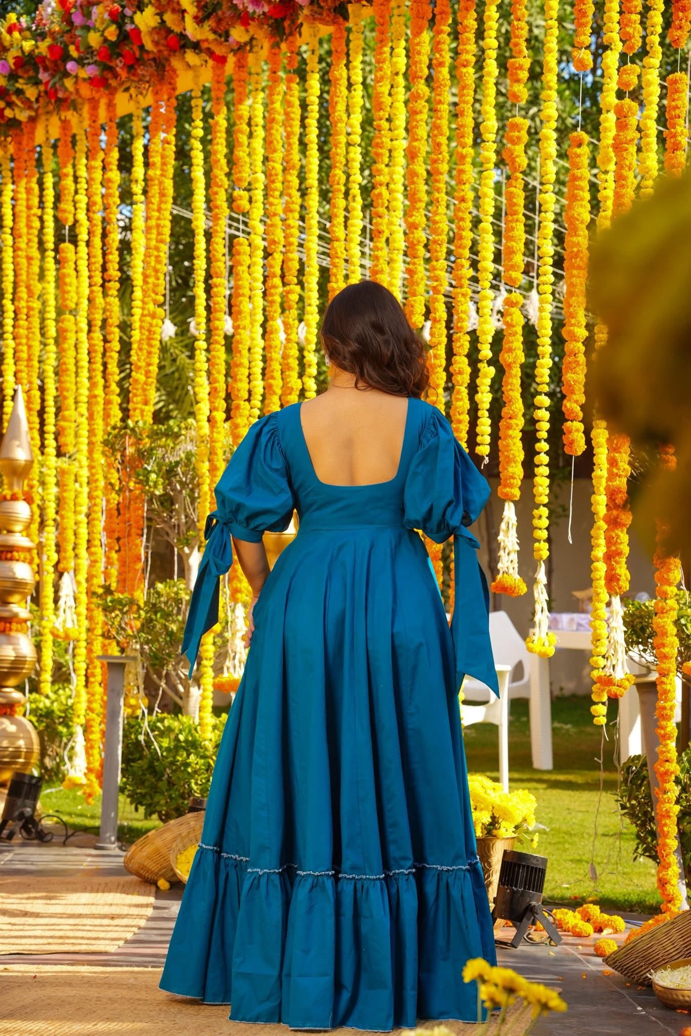 Buy Waterfall Blue Statement Maxi Dress Online in India