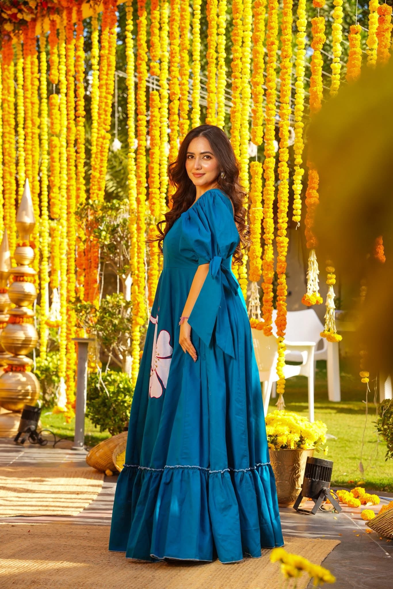 Buy Waterfall Blue Statement Maxi Dress Online in India