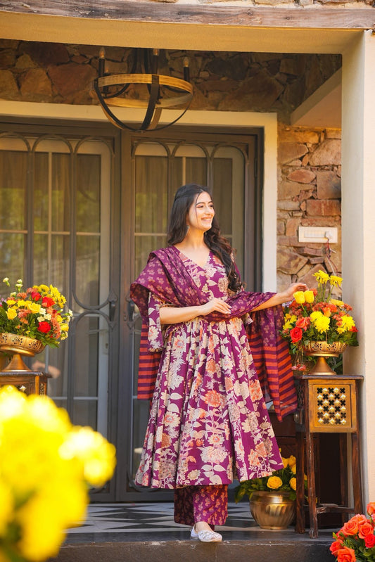 Aysel Cotton Anarkali Suit Set