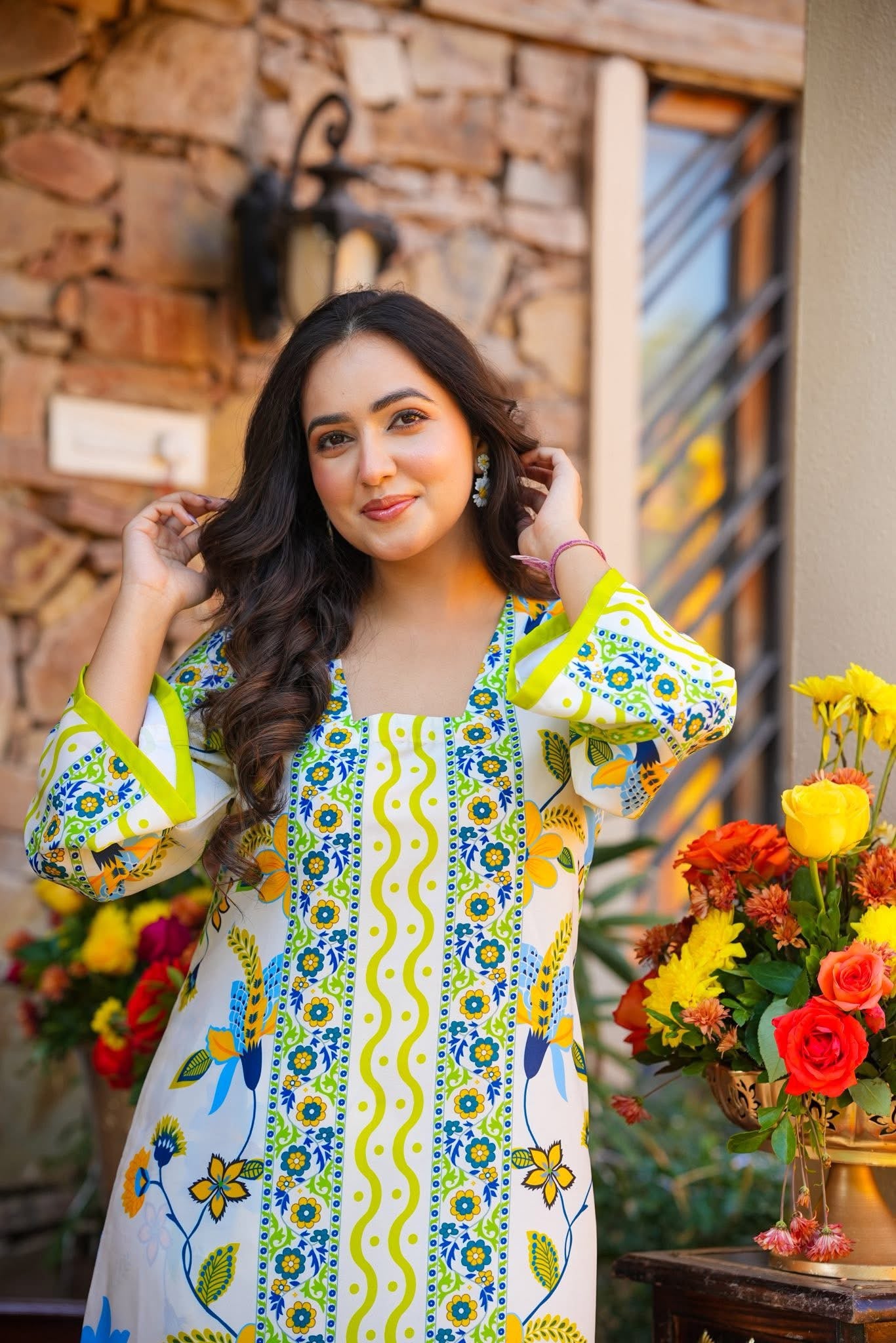 Ayla Blue and Yellow Printed Co-ord Set