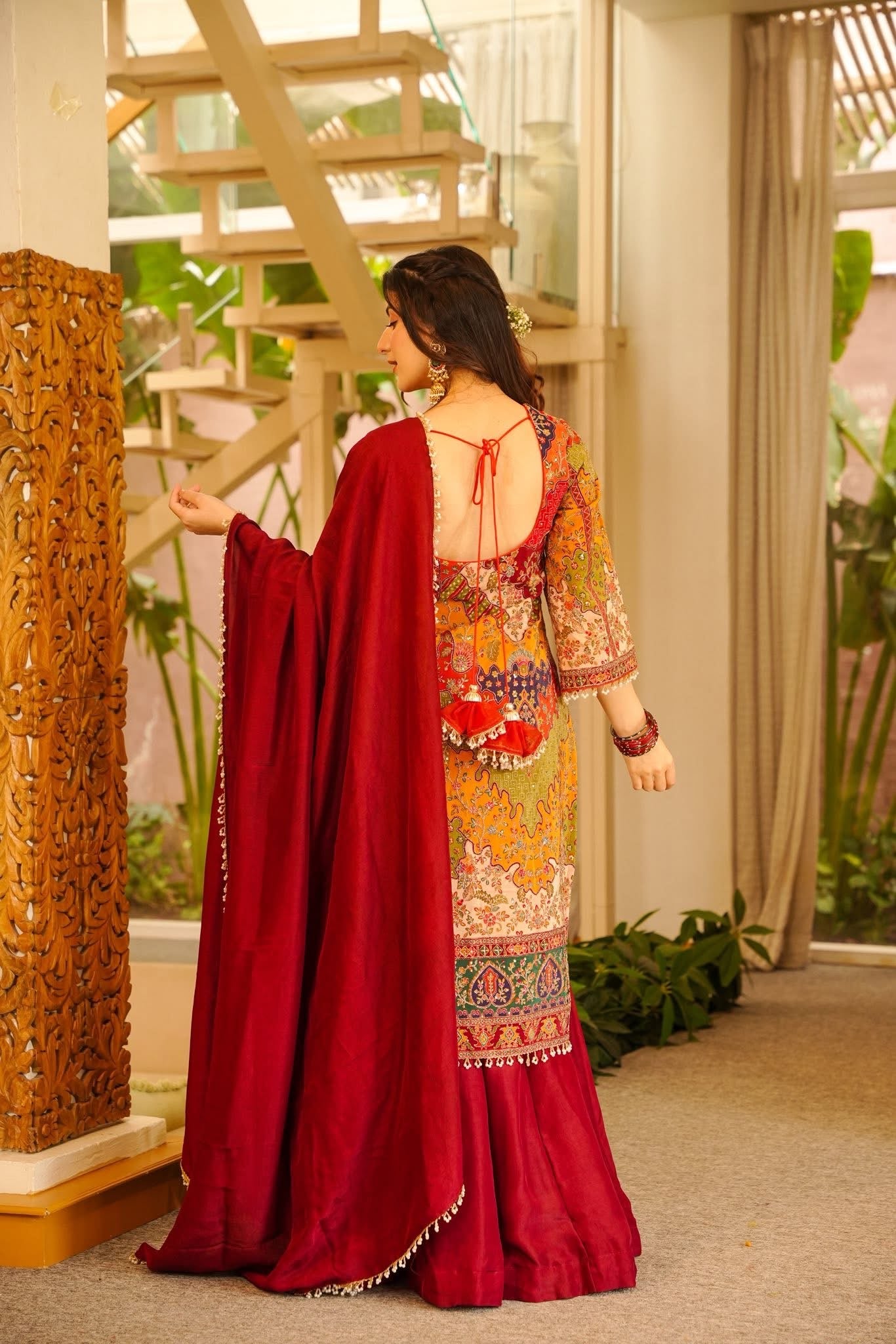Rajvanshi Red Heavy Embroidered Kurta Set