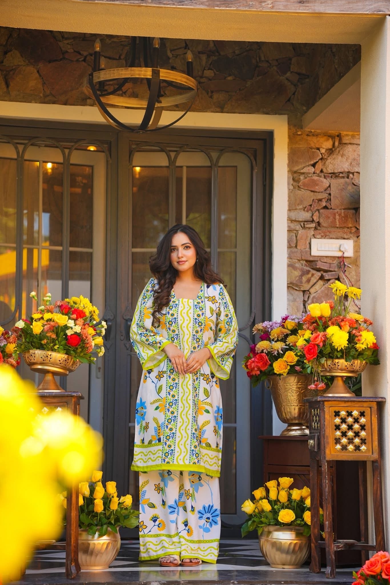 Ayla Blue and Yellow Printed Co-ord Set