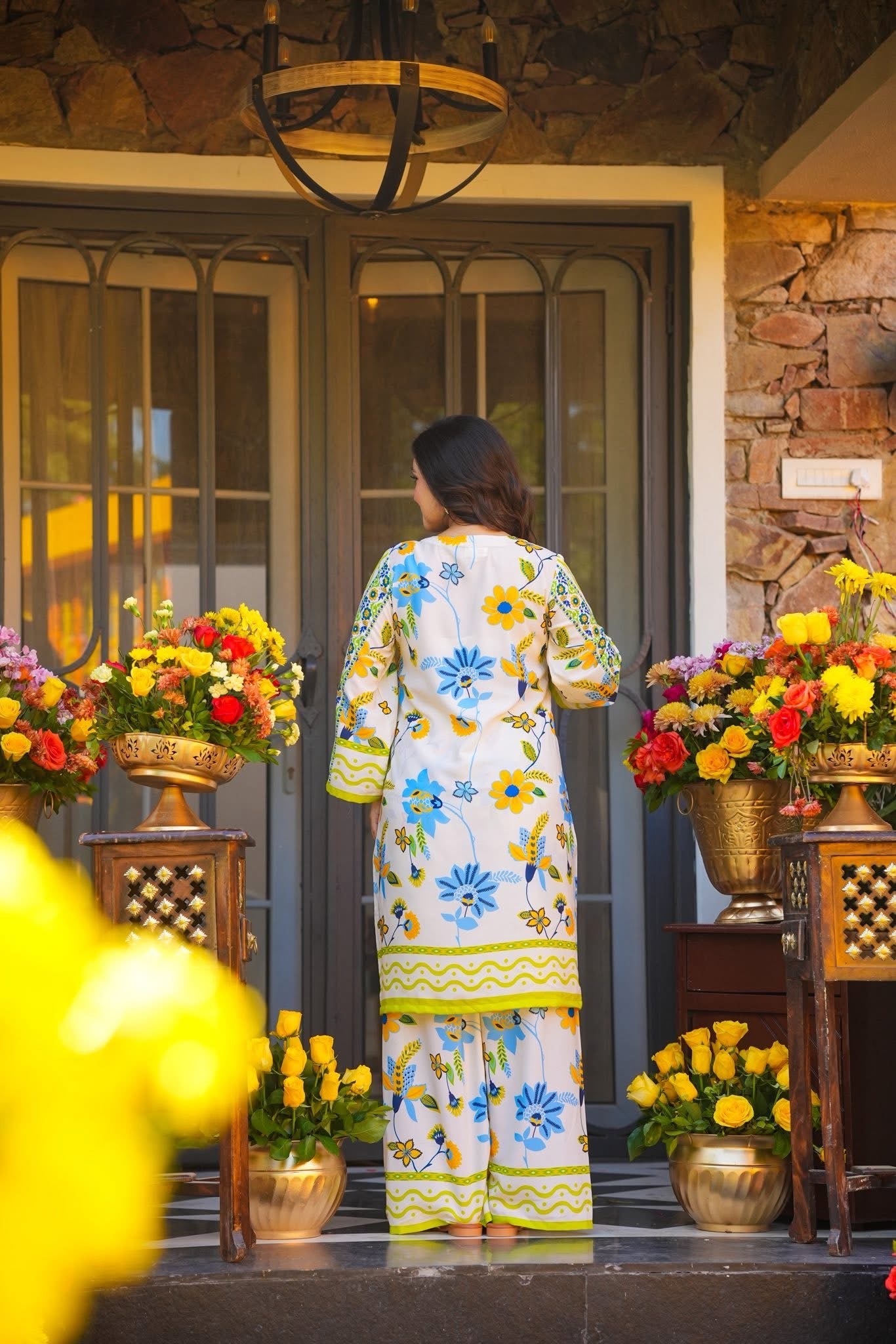 Ayla Blue and Yellow Printed Co-ord Set