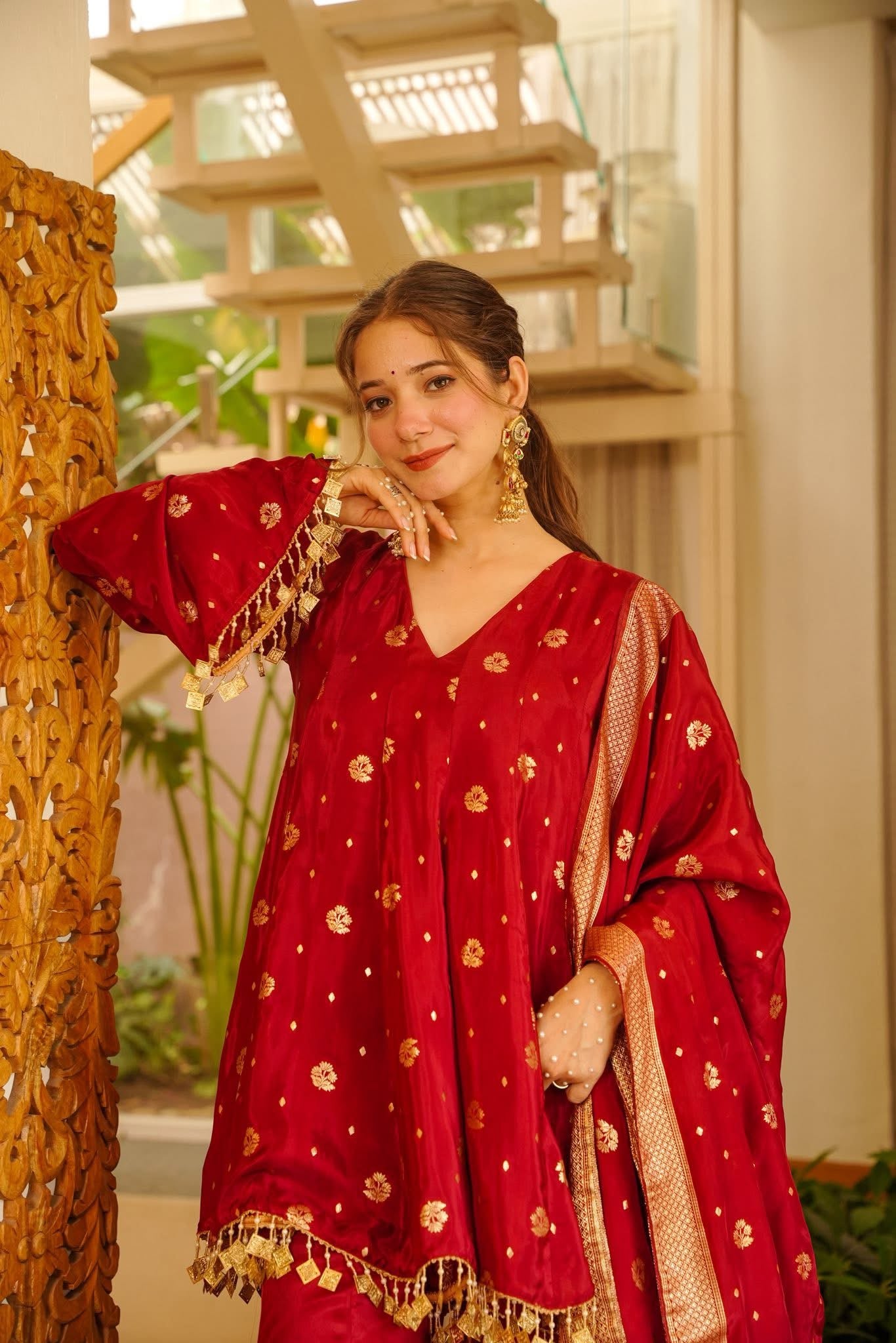 Suvarna Red Sharara Set