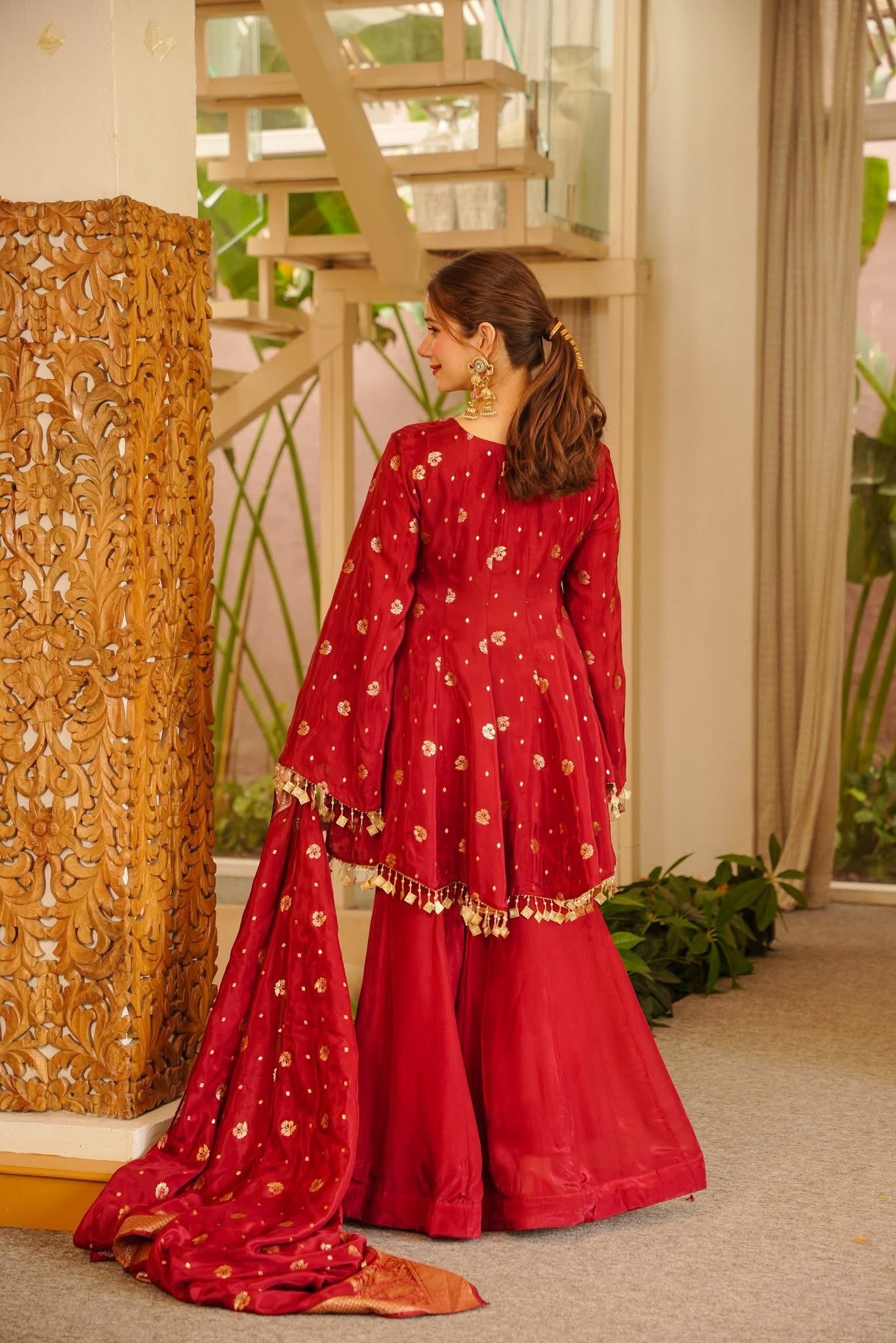 Suvarna Red Sharara Set