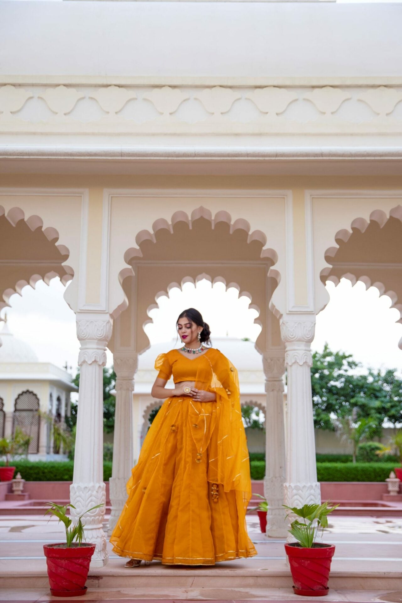 ORGANZA PUFF SLEEVES LEHENGA