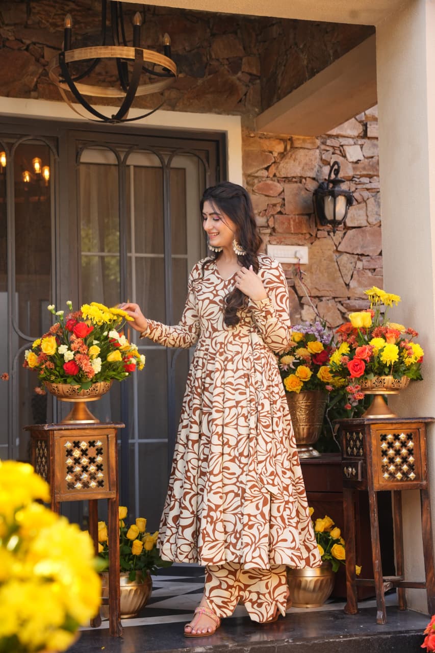 Zeya Printed Angrakha Kurta Set