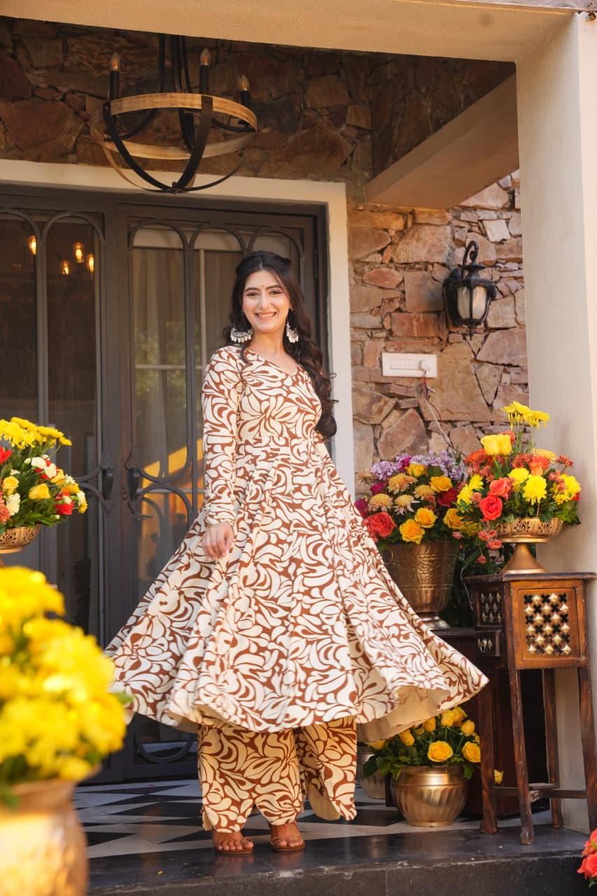 Zeya Printed Angrakha Kurta Set