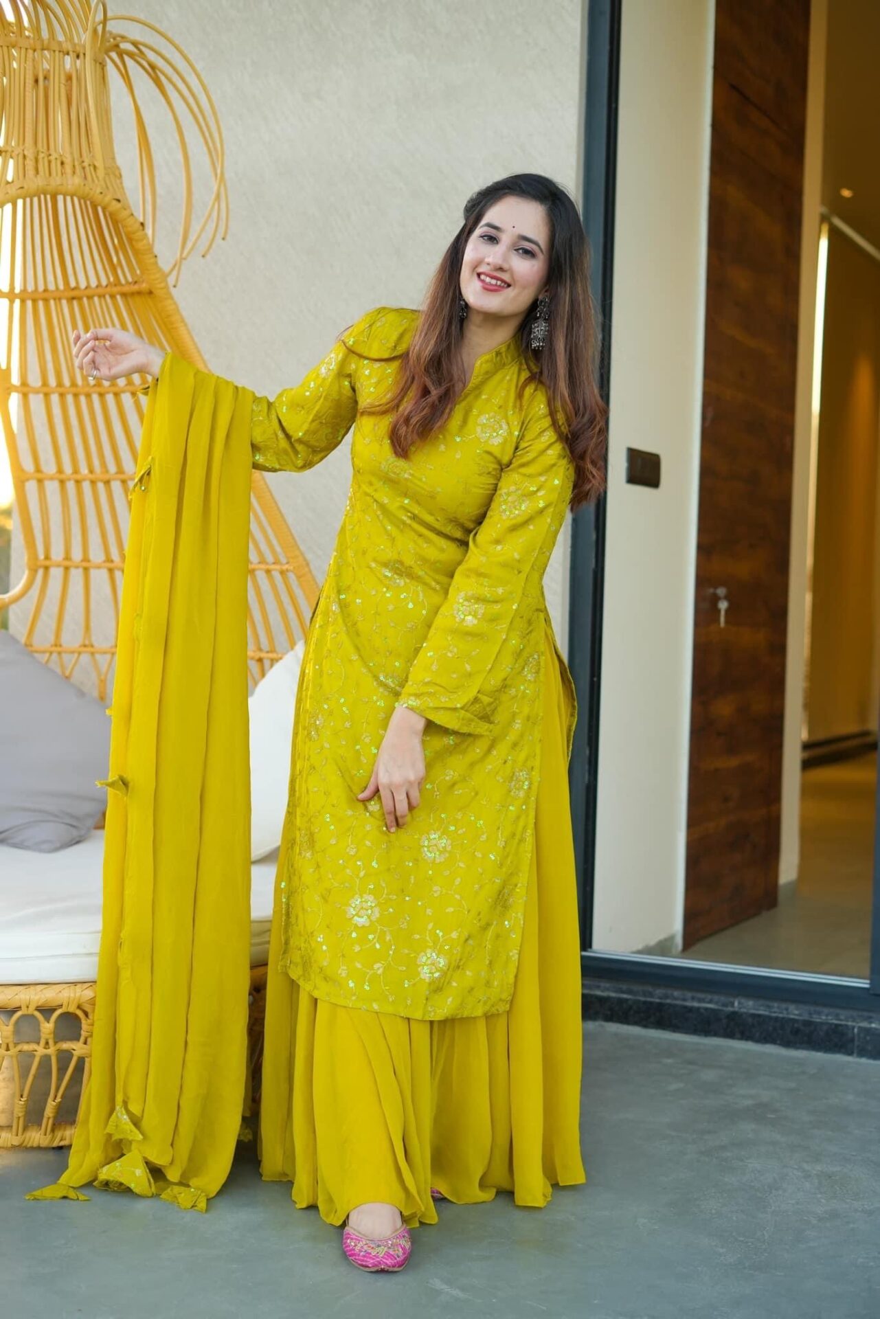 Buy online Yellow Silk Suit Set from ethnic wear for Women by