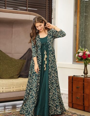 Stitched Rayon Party Wear Shrug Gown, Size: L at Rs 450/piece in Jaipur |  ID: 24444916448