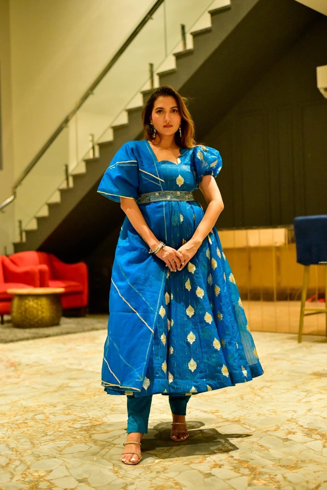 Blue aura organza suit set - Buy Designer Ethnic Wear for Women Online in  India - Idaho Clothing