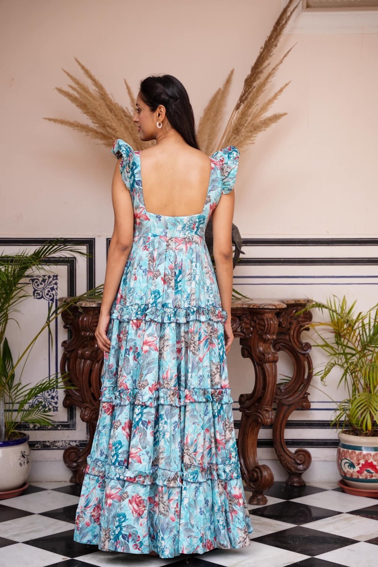 Surbhi blue rayon frilled dress - Buy Designer Ethnic Wear for Women ...