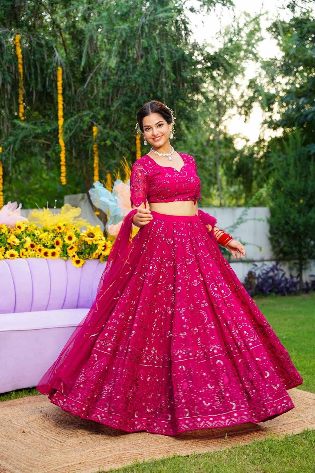 Guest outfit | crop top outfits | lehanga | long skirts outfit | party wear  dresses | Indian dresses, Half saree lehenga, Indian outfits lehenga