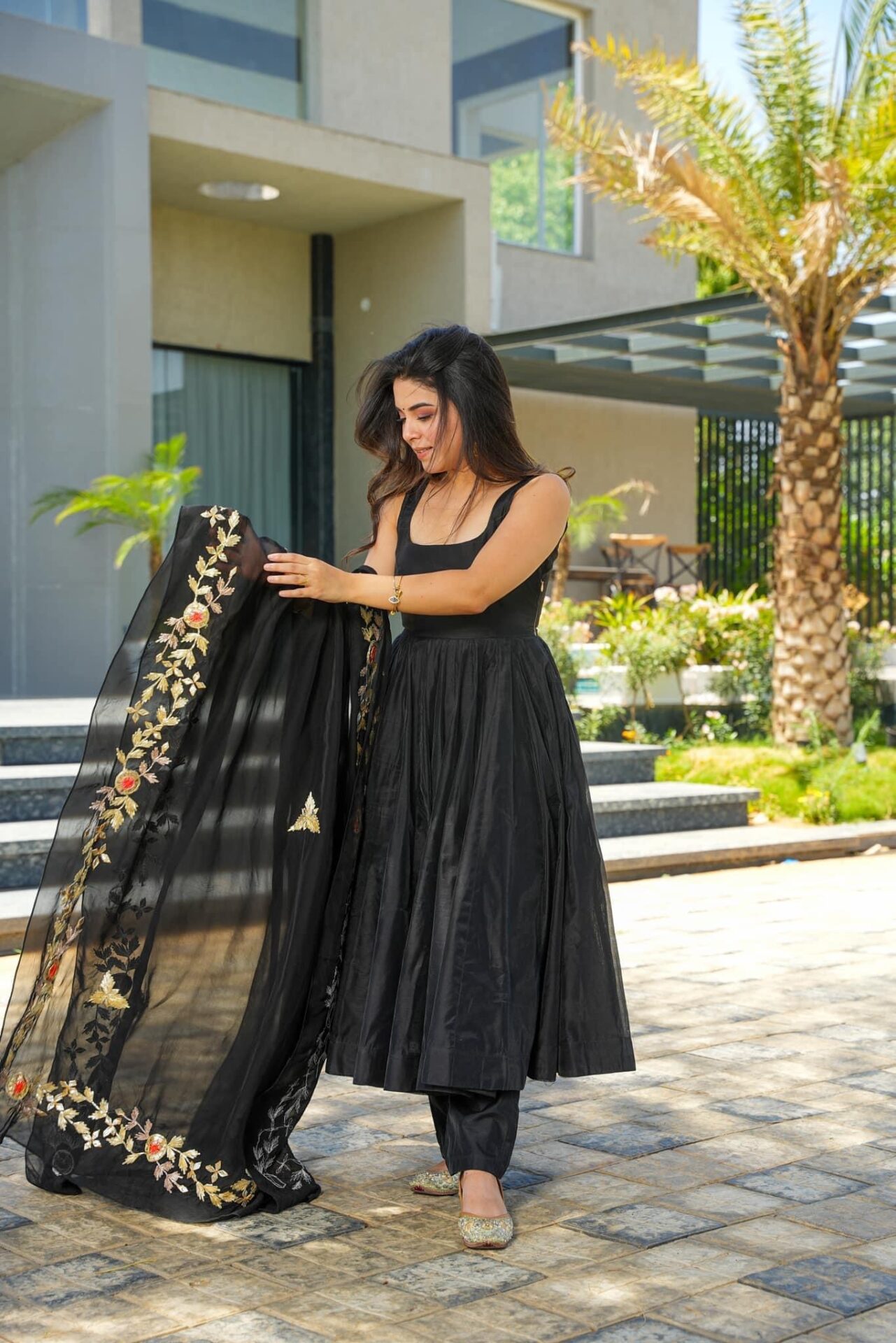 Embellished black chanderi suit set - Buy Designer Ethnic Wear for ...
